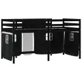 Lit mezzanine enfants et rideaux blanc/noir 90x200cm pin massif