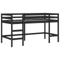 Lit mezzanine enfants et rideaux blanc/noir 90x200cm pin massif