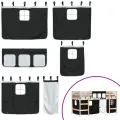 Lit mezzanine enfants et rideaux blanc/noir 90x200cm pin massif