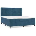 cadre de lit et matelas Bleu foncé 160x200cm Velours
