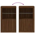 Armoire latérale avec lumières LED chêne marron bois ingénierie