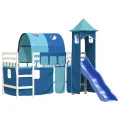 Lit mezzanine enfants avec tour bleu 90x200 cm bois pin massif