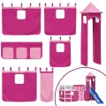Lit mezzanine enfants avec tour rose 90x190 cm bois pin massif