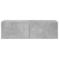 Meuble TV mural avec lumières LED gris béton 100x35x31 cm
