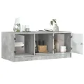 Table basse avec portes en verre gris béton 102x50x42 cm