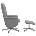 Fauteuil inclinable de massage et repose-pied gris clair tissu