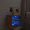 Meuble TV mural avec lumières LED chêne marron 30x28,5x30 cm