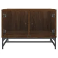 Table basse avec portes en verre chêne marron 68,5x50x50 cm