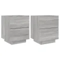 Armoires de chevet et lumières LED 2 pcs sonoma gris