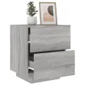Armoires de chevet et lumières LED 2 pcs sonoma gris