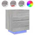Armoires de chevet et lumières LED 2 pcs sonoma gris
