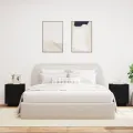 Armoires de chevet et lumières LED 2 pcs noir bois d'ingénierie