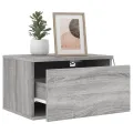 Tables de chevet murales avec lumières LED 2 pcs sonoma gris