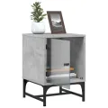 Table de chevet avec porte en verre gris béton 35x37x50 cm