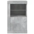 Armoire latérale avec lumières LED gris béton bois d'ingénierie