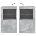 Armoire latérale avec lumières LED gris béton bois d'ingénierie