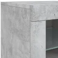 Armoire latérale avec lumières LED gris béton bois d'ingénierie