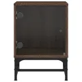 Table de chevet avec porte en verre chêne marron 35x37x50 cm