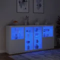 Buffet avec lumières LED blanc 202x37x100 cm