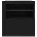 Buffet avec lumières LED noir 60,5x37x67 cm