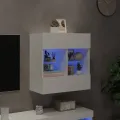 Meuble TV mural avec lumières LED blanc 58,5x30x60,5 cm
