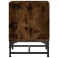 Table de chevet avec porte en verre chêne fumé 35x37x50 cm