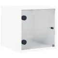 Tables de chevet avec portes en verre 2 pcs blanc 35x37x35 cm