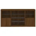 Buffet avec lumières LED chêne marron 202x37x100 cm