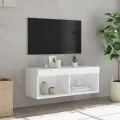 Meuble TV avec lumières LED blanc 80x30x30 cm