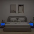 Tables de chevet murales avec lumières LED 2 pcs gris béton