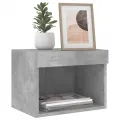Tables de chevet murales avec lumières LED 2 pcs gris béton