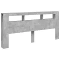 Tête de lit à LED gris béton 220x18,5x103,5cm bois d'ingénierie
