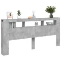Tête de lit à LED gris béton 220x18,5x103,5cm bois d'ingénierie