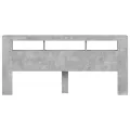 Tête de lit à LED gris béton 220x18,5x103,5cm bois d'ingénierie