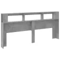 Tête de lit à LED gris béton 220x18,5x103,5cm bois d'ingénierie