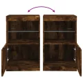 Buffet avec lumières LED chêne fumé 41x37x67 cm