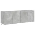 Meubles TV muraux et lumières LED 2pcs gris béton 60x35x41 cm