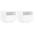 Armoires de chevet avec lumières LED 2 pcs blanc 40x39x37 cm