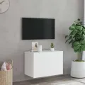 Meuble TV mural avec lumières LED blanc 60x35x41 cm
