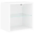 Tables de chevet murales avec lumières LED 2 pcs blanc