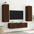 Meuble TV mural avec lumières LED chêne marron 80x35x31 cm