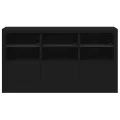 Buffet avec lumières LED noir 181,5x37x100 cm