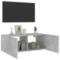 Meuble TV mural avec lumières LED gris béton 80x35x31 cm