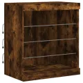 Buffet avec lumières LED chêne fumé 60,5x37x67 cm