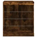Buffet avec lumières LED chêne fumé 60,5x37x67 cm