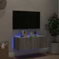 Meuble TV mural avec lumières LED sonoma gris 80x35x31 cm