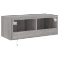 Meuble TV mural avec lumières LED sonoma gris 80x35x31 cm