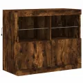 Buffet avec lumières LED chêne fumé 81x37x67 cm