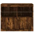 Buffet avec lumières LED chêne fumé 81x37x67 cm