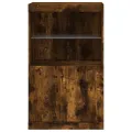 Buffet avec lumières LED chêne fumé 60,5x37x100 cm